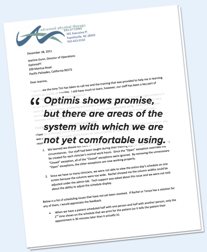 Letter to Optimis